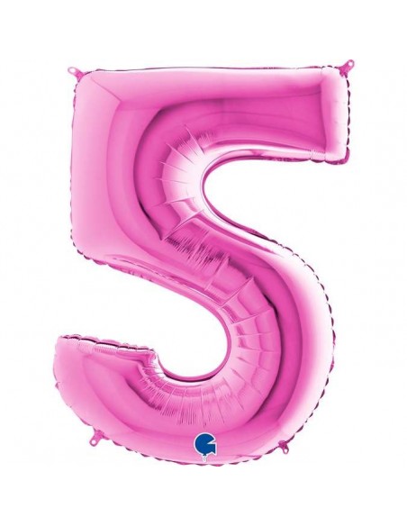 Globo 40" mylar Numero 5 Fucsia "Hot Pink" GRABO