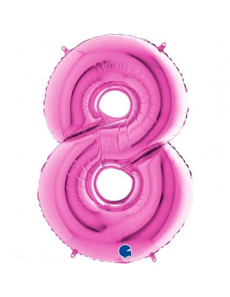 Globo 40" mylar Numero 8 Fucsia "Hot Pink" GRABO