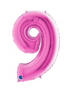 Globo 40" mylar Numero 9 Fucsia "Hot Pink" GRABO