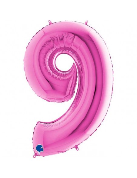 Globo 40" mylar Numero 9 Fucsia "Hot Pink" GRABO