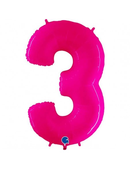 Globo 40" mylar Numero 3 Fucsia Fluo GRABO