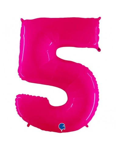 Globo 40" mylar Numero 5 Fucsia Fluo