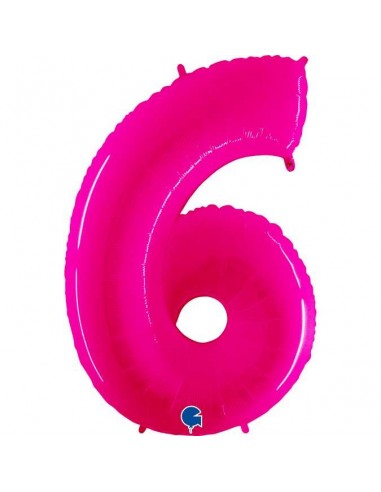 Globo 40" mylar Numero 6 Fucsia Fluo