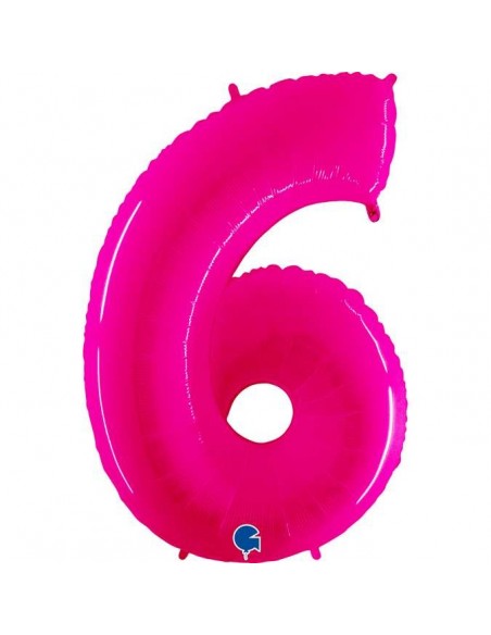 Globo 40" mylar Numero 6 Fucsia Fluo GRABO