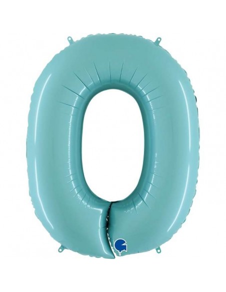 Globo 40" mylar Numero 0 Celeste "Light Blue" GRABO