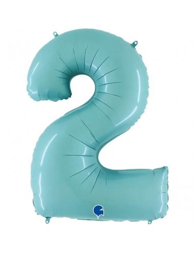 Globo 40" mylar Numero 2 Celeste "Light Blue"
