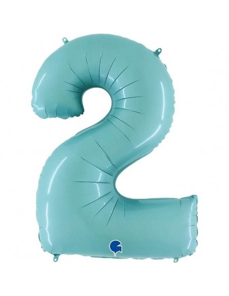 Globo 40" mylar Numero 2 Celeste "Light Blue" GRABO