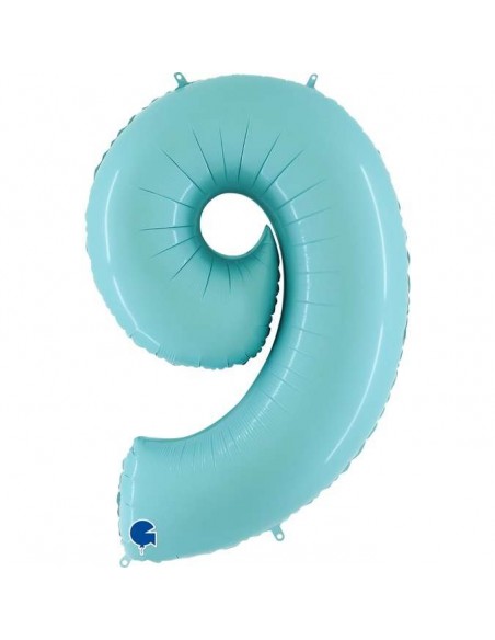 Globo 40" mylar Numero 9 Celeste "Light Blue" GRABO