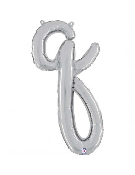 Globo 24" mylar Letra Q Cursiva Plata "Script Silver" GRABO