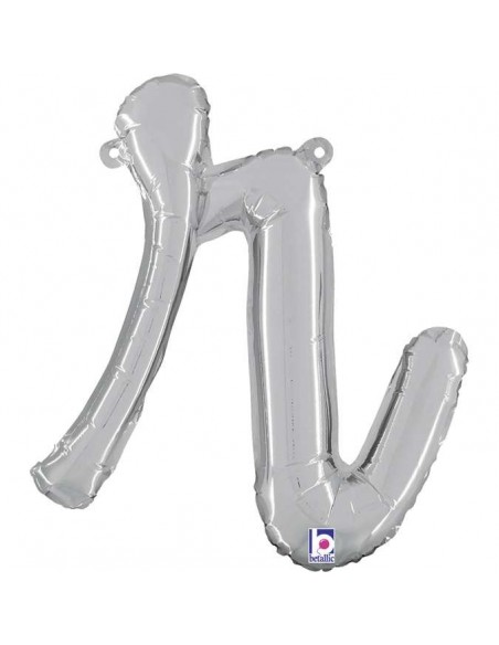 Globo 14" mylar Letra R Cursiva Plata "Script Silver" GRABO