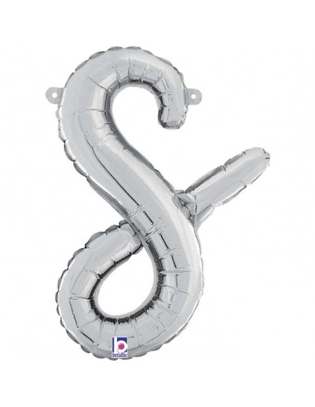 Globo 14" mylar Letra S Cursiva Plata "Script Silver" GRABO