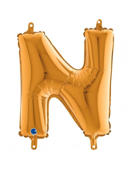 Globo 14" mylar Letra "N" Gold GRABO