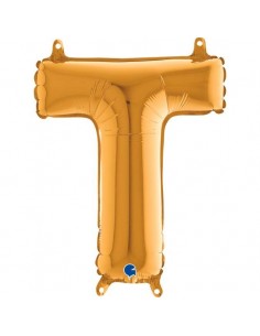 Globo 14" mylar Letra "T" Gold GRABO