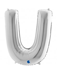 Globo 40" mylar Letra "U" grande Plata