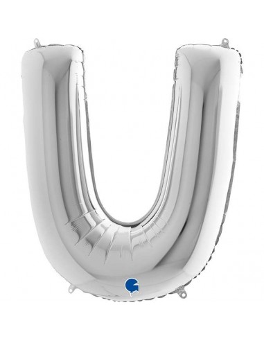 Globo 40" mylar Letra "U" grande Plata