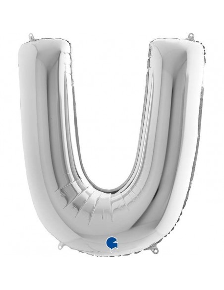 Globo 40" mylar Letra "U" grande Plata GRABO
