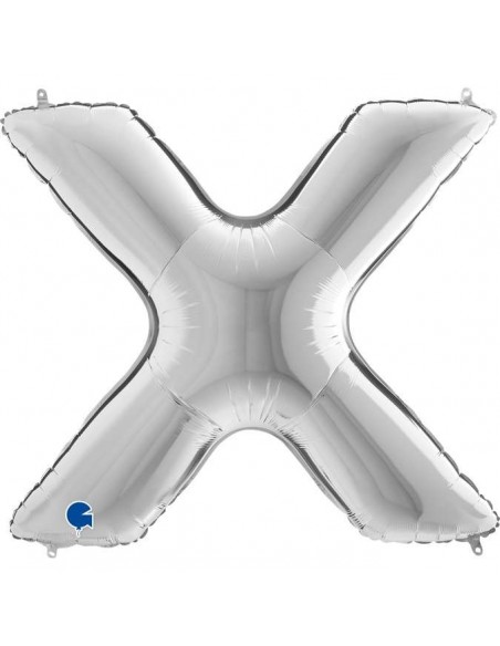 Globo 40" mylar Letra "X" grande Plata GRABO