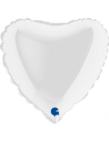 Globo 9" / 25cm  mylar CORAZON  Blanco "Heart White"