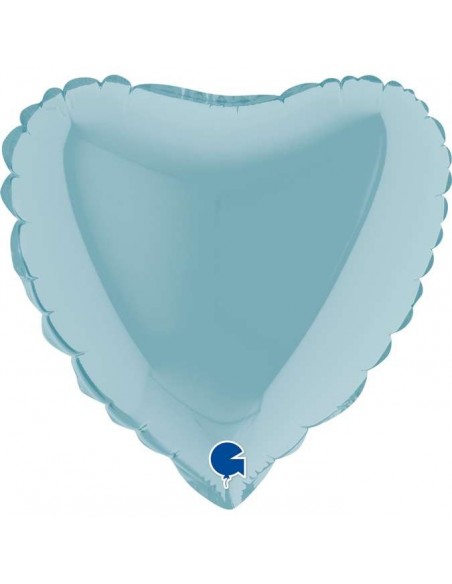 Globo 9" / 25cm mylar CORAZON Celeste "Light Blue" GRABO