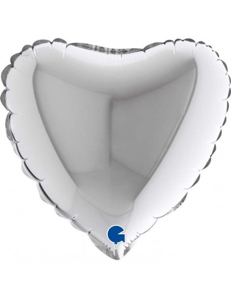 Globo 9" /25cm mylar Corazon Plata "Silver" GRABO
