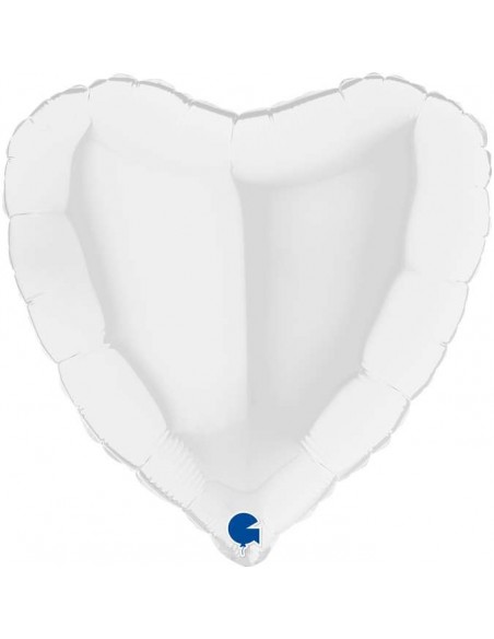 Globo 18" mylar Corazón Blanco "Heart White" GRABO