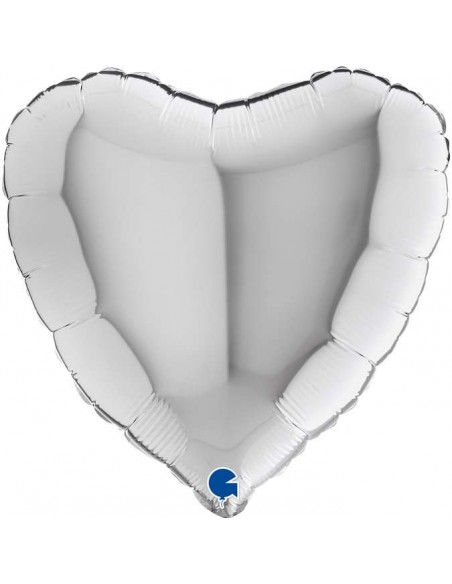 Globo 18" 46CM mylar Corazón Plata "Silver" GRABO