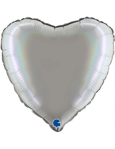 Globo 18" Corazón Rainbow Olografico Platino 1 UNIDAD