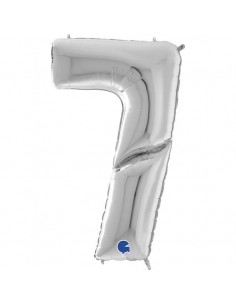 Globo 64" mylar Mega Numero 7 Plata "Number Silver" GRABO