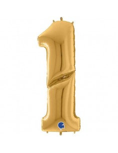 Globo 64" mylar Mega Numero 1 Oro "Number Gold"