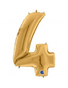 Globo 64" mylar Mega Numero 4 Oro "Number Gold" GRABO