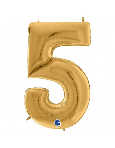 Globo 64" mylar Mega Numero 5 Oro "Number Gold"