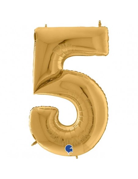 Globo 64" mylar Mega Numero 5 Oro "Number Gold"