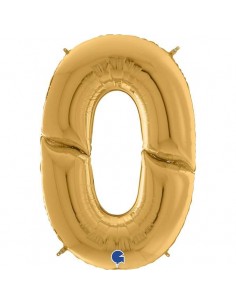 Globo 64" mylar Mega Numero 0 Oro "Number Gold"