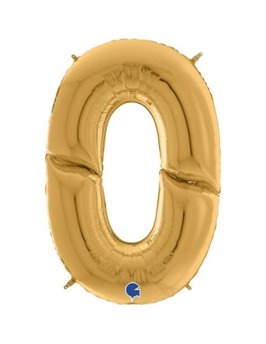 Globo 64" mylar Mega Numero 0 Oro "Number Gold"