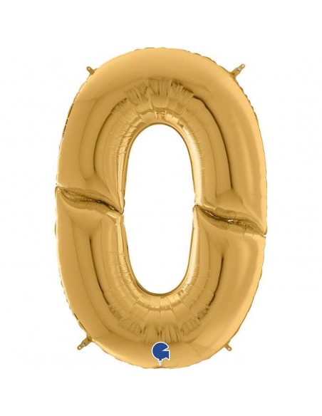 Globo 64" mylar Mega Numero 0 Oro "Number Gold"