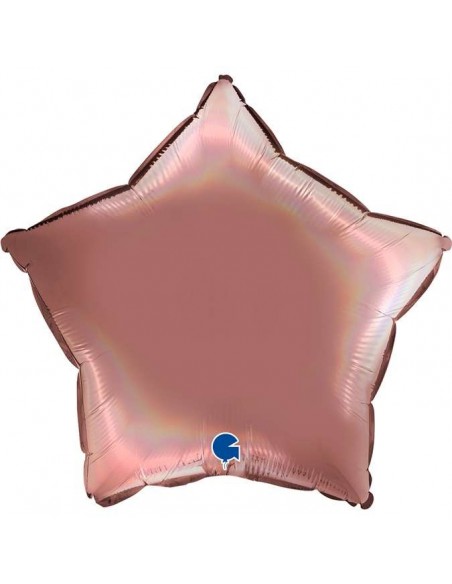 Globo 18" mylar Estrella Rose Gold Olografico GRABO
