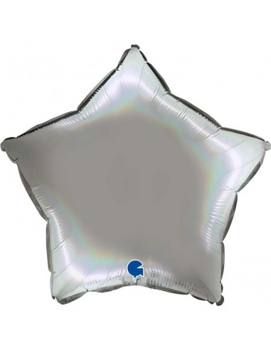 Globo 18" mylar Estrella Rainbow Holografico Platino