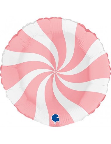 Globo 18" 46cm mylar Rosa y Blanco "Swirly"