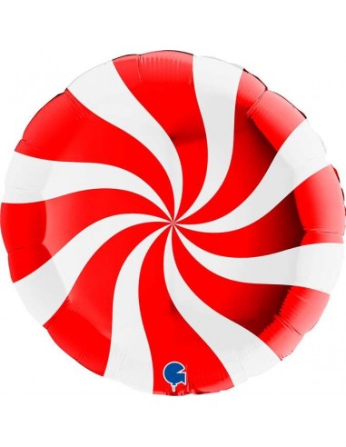 Globo 18"Mylar Rojo y Blanco "Swirly"