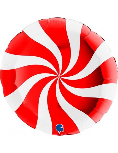 Globo 18"Mylar Rojo y Blanco "Swirly" GRABO