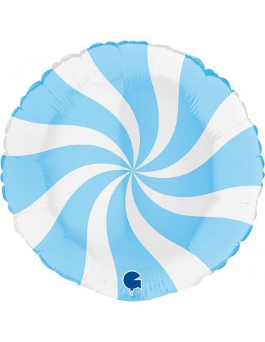 Globo 18" mylar Celeste y Blanco "Swirly"