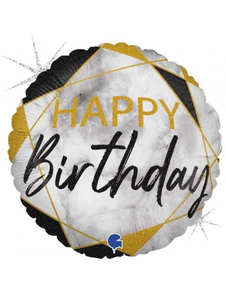 Globo mylar 18" 46 CM MARMOLEADO HAPPY BIRTHDAY "Marble Black" 1 PZ...