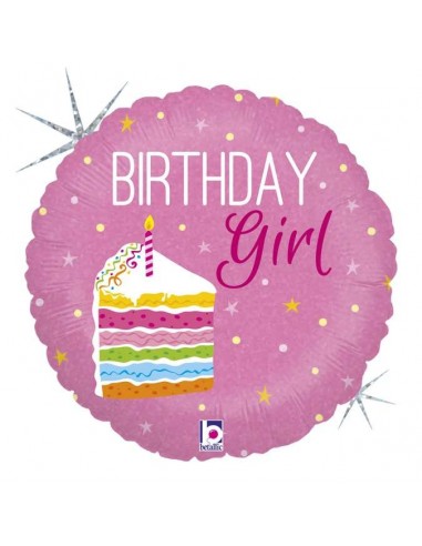 Globo 18" mylar Happy B. Girl "Birthday Cake"