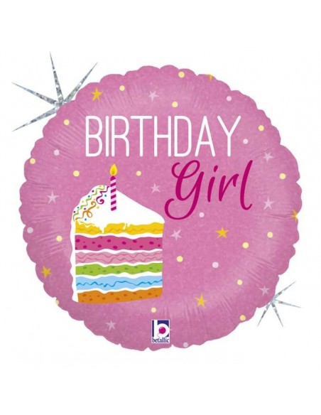 Globo 18" mylar Happy B. Girl "Birthday Cake" GRABO