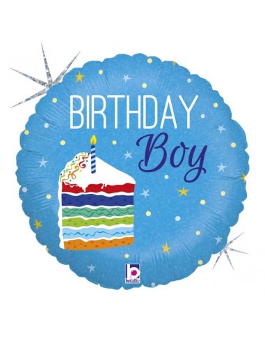 Globo 18" mylar Happy B. Boy "Birthday Cake"