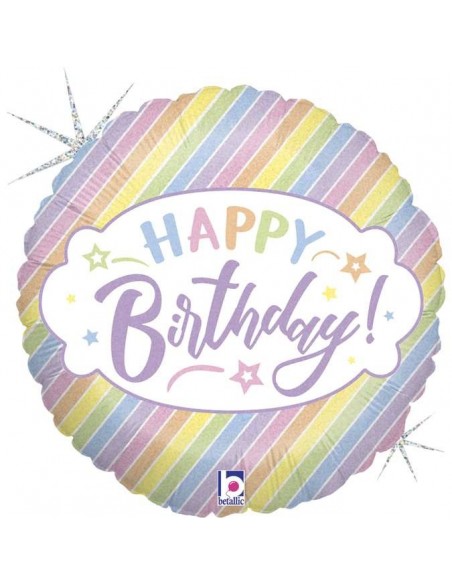 Globo 18" 46CM mylar Happy Birthday "Pastel Birthday" GRABO