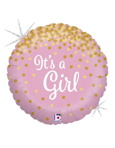 Globo mylar  18" 46CM  Rosado "Glittering It's a Girl" 1 pz