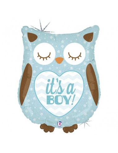 Globo 26" Super Shape BUO Celeste "Its a Boy Baby Owl"