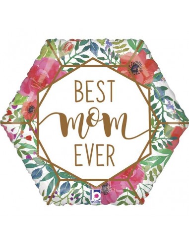 Globo 18" mylar esagonale "Best Mom Ever"