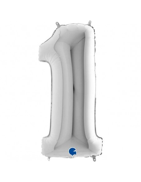 Globo 40" mylar Numero 1 Plata "Silver" GRABO